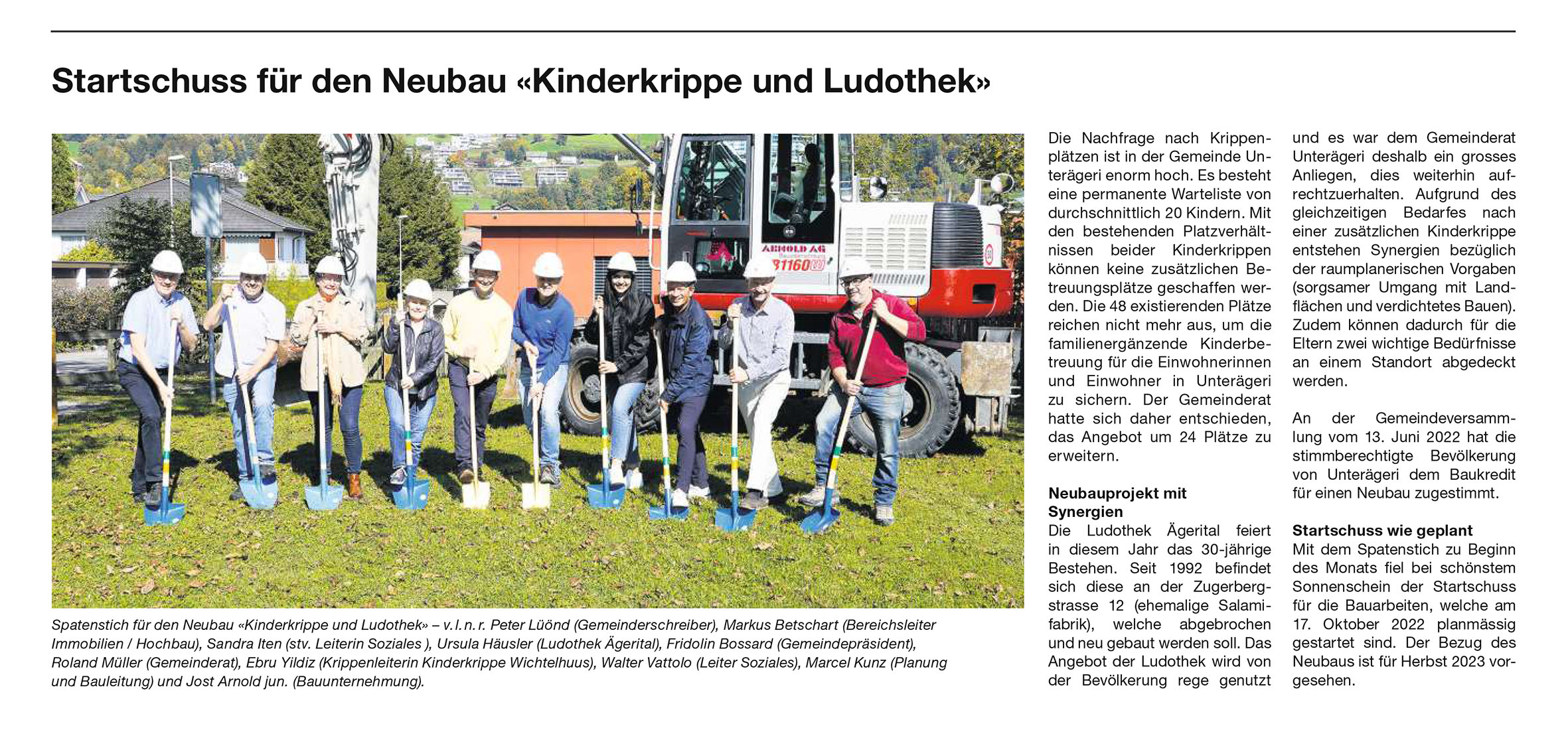 Startschuss für den Neubau "Kinderkrippe und Ludothek"